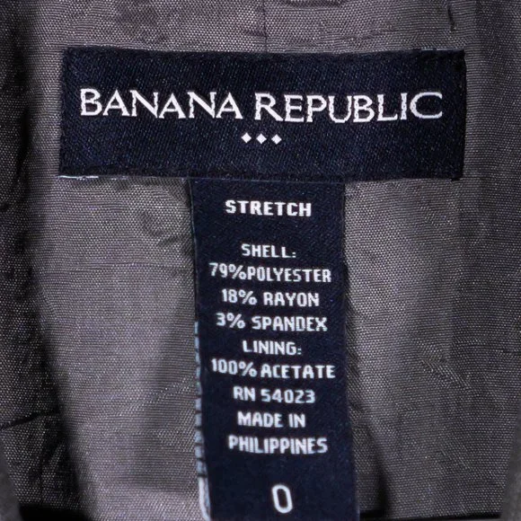 Banana Republic Women's Blazer Gray Striped Stretch Preppy Career Suit Jacket 0 - Picture 3 of 9